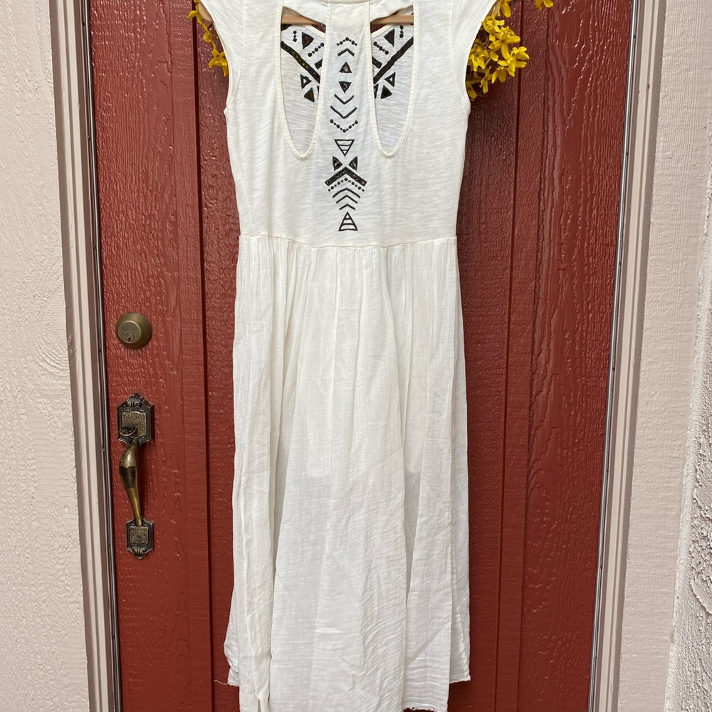 Free People Toosaloosa Slub Meadow Ivory Casual Maxi Dress XS 🌿A6 - Picture 8 of 16